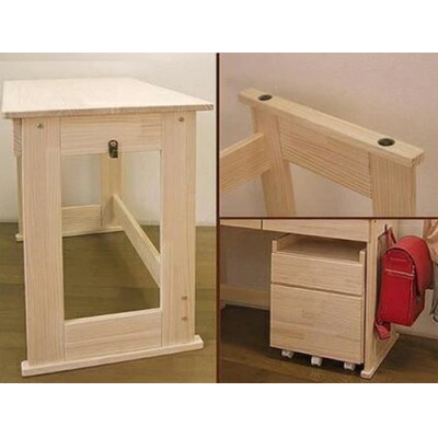 ハンドメイド天然木パイン材デスク(学習机)「リード」3点セット