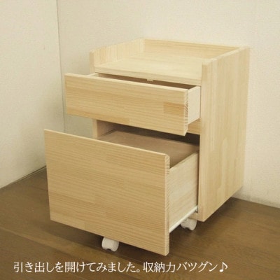ハンドメイド天然木パイン材学習机用ワゴン(7タイプ対応)キャスター付き