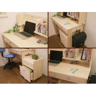 ハンドメイド学習机「スター」パイン材3点セット