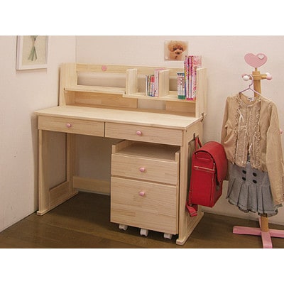 ハンドメイド学習机「ハート」パイン材3点セット