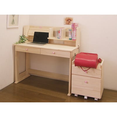 ハンドメイド学習机「ハート」パイン材3点セット
