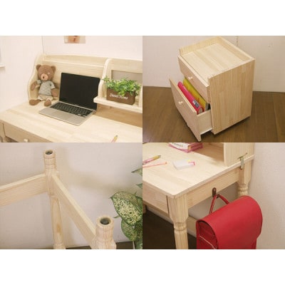 ハンドメイド学習机「カントリー」パイン材3点セット