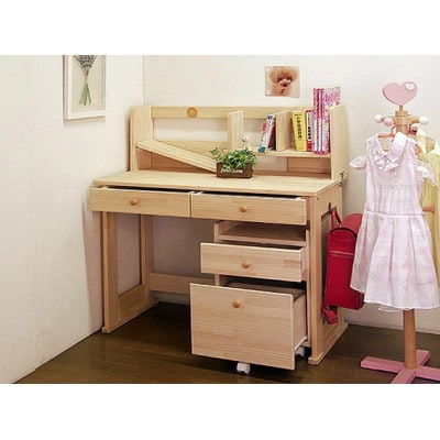 ハンドメイド学習机「ビスケット」パイン材3点セット