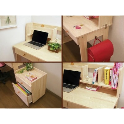 ハンドメイド学習机「ビスケット」パイン材3点セット