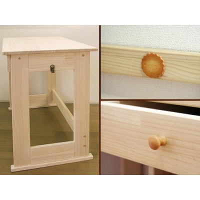 ハンドメイド学習机「ビスケット」パイン材3点セット