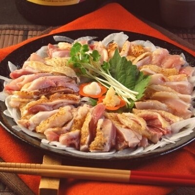 剛火あぶりの黒さつま鶏さしみ(タタキ)1kg 醤油付き