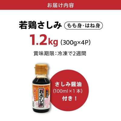 剛火あぶりの若鶏さしみ(タタキ)1.2kg 醤油付き