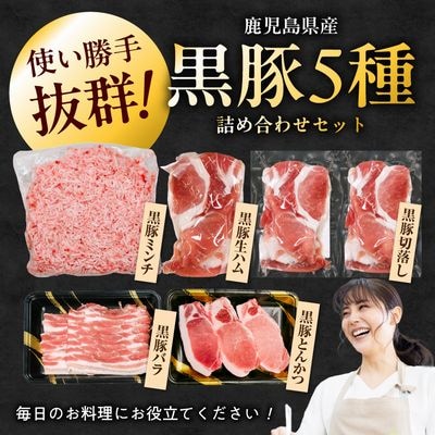 鹿児島県産黒豚5種 合計1,430g詰め合わせセット