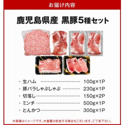 鹿児島県産黒豚5種 合計1,430g詰め合わせセット