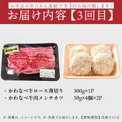 【全3回】かわなべ牛バラエティー定期便