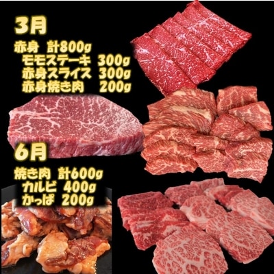 【全4回】鹿児島黒毛和牛焼き肉、スライス、ハンバーグ定期便