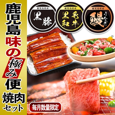 【翌月発送】黒豚・黒毛和牛・うなぎ 鹿児島!味の極み便A