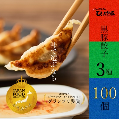 ひぃ坊家の黒豚餃子3種100個(タレ付)