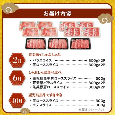 【全3回】鹿児島黒牛・茶美豚食べ比べ定期便