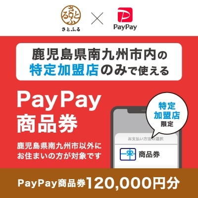 鹿児島県南九州市　PayPay商品券(120,000円分)※地域内の一部の加盟店のみで利用可