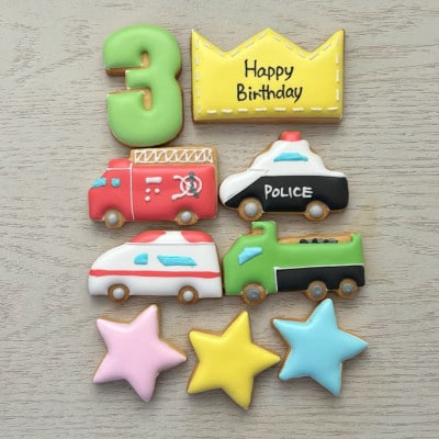 はたらく車アイシングクッキーバースデイセット【3歳向け】
