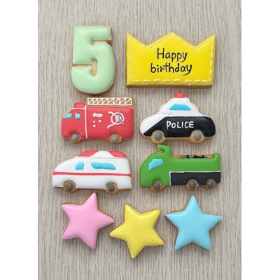 はたらく車アイシングクッキーバースデイセット【5歳向け】