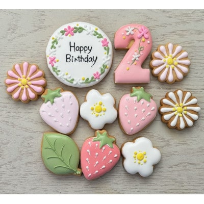 イチゴのバースデーアイシングクッキーセット【2歳向け】