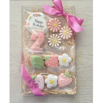 イチゴのバースデーアイシングクッキーセット【2歳向け】