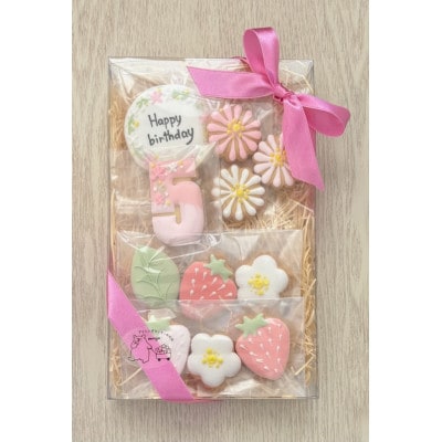 イチゴのバースデーアイシングクッキーセット【5歳向け】