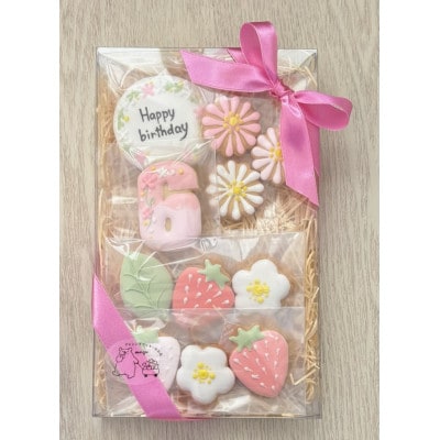 イチゴのバースデーアイシングクッキーセット【6歳向け】