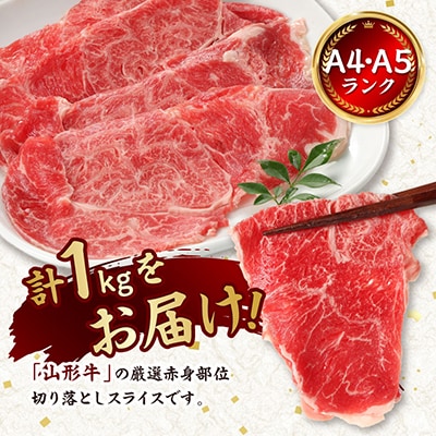 【山形牛】黒毛和牛 A4・A5ランク　赤身　切り落としスライス　500g×2(1kg)　