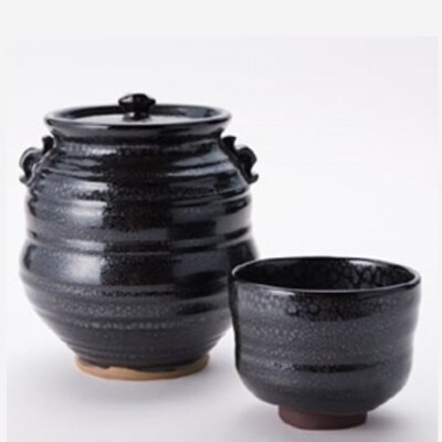 伝統工芸「新庄東山焼」油滴紋様・茶道セット
