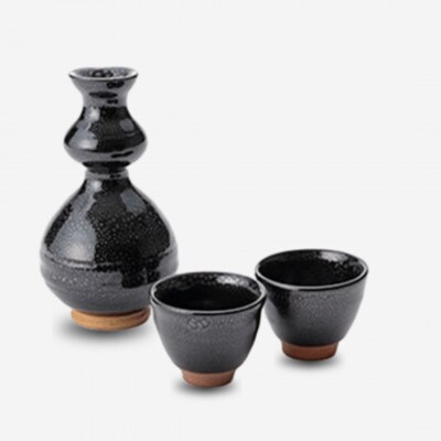 伝統工芸「新庄東山焼」油滴紋様・とくとく酒器セット