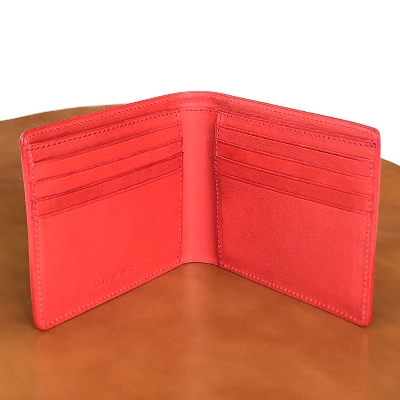 LUEGO Cordovan コードバン 二つ折り財布 小銭なし / ブラック×レッド