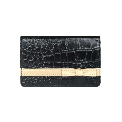 LUEGO Croco  ribbon クロコリボン 名刺入れ / ブラック×ゴールド