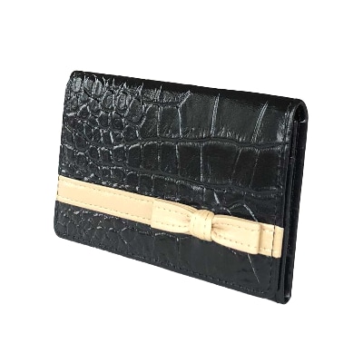 LUEGO Croco  ribbon クロコリボン 名刺入れ / ブラック×ゴールド