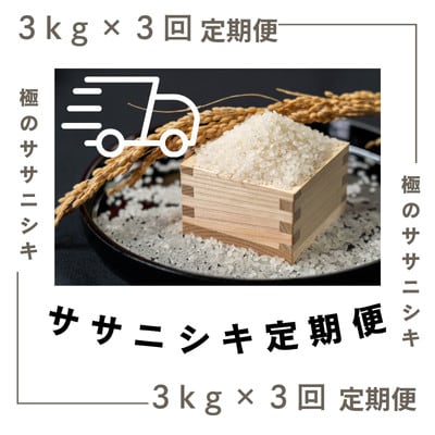 【毎月定期便】極みのササニシキ (精米) 3kg全3回