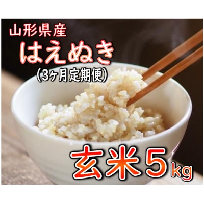 【毎月定期便】はえぬき 玄米 5kg　全3回