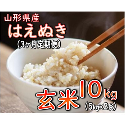 【毎月定期便】はえぬき 玄米 10kg全3回