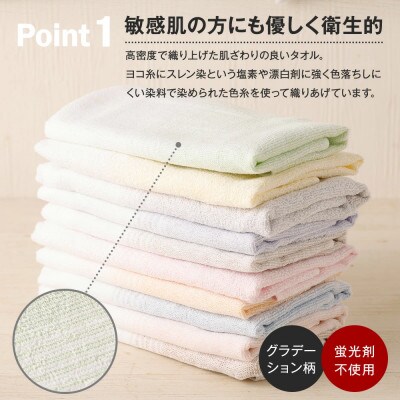泉州タオル ショートパイル グラデーション柄 10枚入(10色各1枚)
