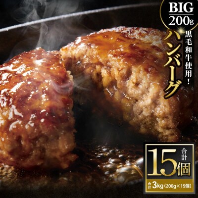 200gのBIG手作りハンバーグ 黒毛和牛使用　200g×15個
