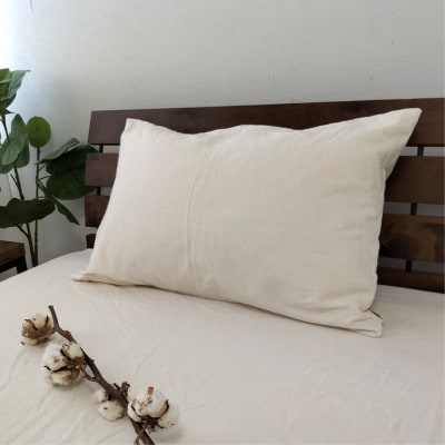 オーガニックコットンフランネルまくらカバー　無漂白キナリ　約43X63cm