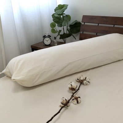 オーガニックコットンフランネルまくらカバー　無漂白キナリ　約43X120cm