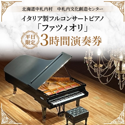 イタリア製フルコンサートピアノ「ファツィオリ」平日限定3時間演奏券