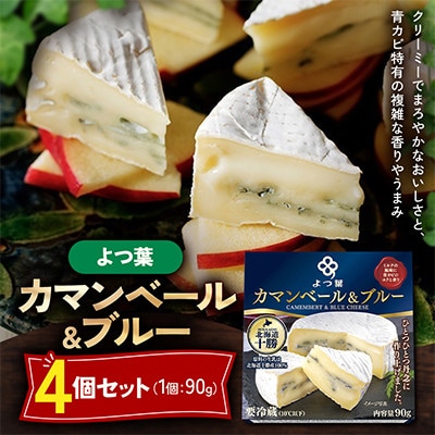 【毎月定期便】よつ葉北海道十勝 大人のカマンベール&ブルー 90g×4個セット全2回