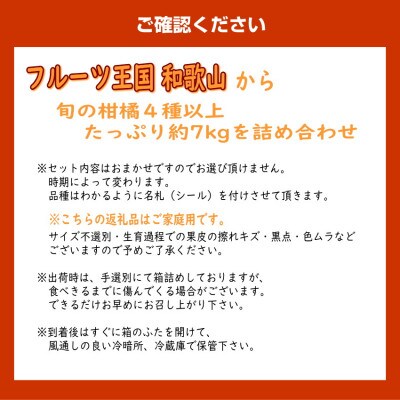 柑橘詰め合わせセット 家庭用4種以上 約7kg 和歌山産