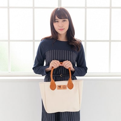 高級感をプラス!牛革持ち手付き 帆布ハンディートート