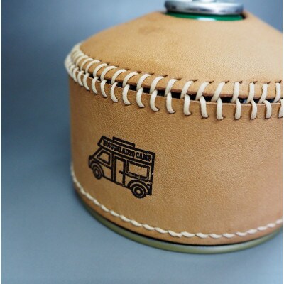 心躍るビンテージレザーの質感!牛革OD缶カバー BEIGE  ( 野口オートキャンプ場 協力)