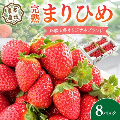 農家直送 完熟まりひめ(和歌山県オリジナルブランドいちご)8P(2026年3月下旬より順次発送)
