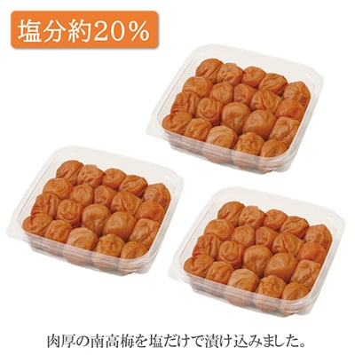 【和歌山県/紀州南高梅】紀州南高梅　昔ながらの白干し梅1.5㎏(500g×3パック)、塩分約20%