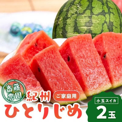紀州ひとりじめ(小玉スイカ) 2玉(M～Lサイズ)3kg程度 ≪家庭用≫