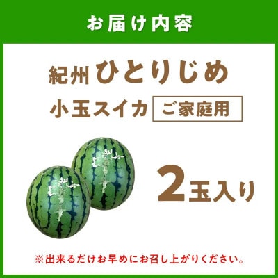 紀州ひとりじめ(小玉スイカ) 2玉(M～Lサイズ)3kg程度 ≪家庭用≫