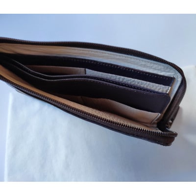「鞄工房　香」キリン柄レザー長財布(パープル)