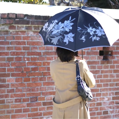 槙田商店【晴雨兼用】長傘 ”絵おり” 百合:黒