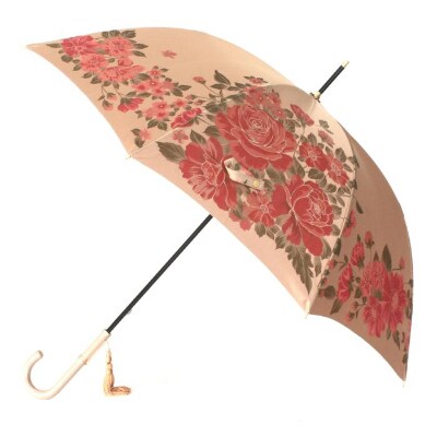 槙田商店【晴雨兼用】長傘 ”絵おり”  大バラ:ベージュ